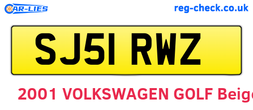 SJ51RWZ are the vehicle registration plates.