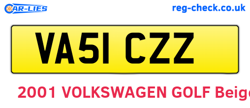 VA51CZZ are the vehicle registration plates.