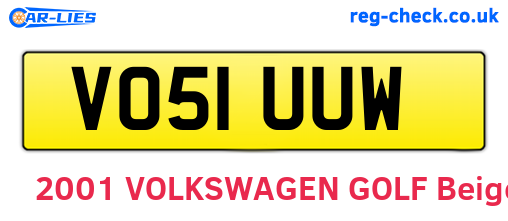 VO51UUW are the vehicle registration plates.