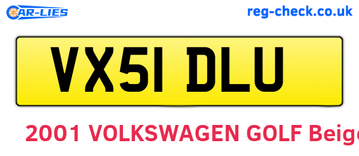 VX51DLU are the vehicle registration plates.