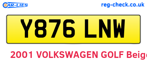 Y876LNW are the vehicle registration plates.