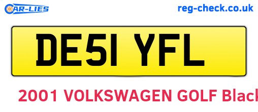 DE51YFL are the vehicle registration plates.