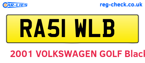 RA51WLB are the vehicle registration plates.