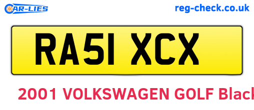RA51XCX are the vehicle registration plates.