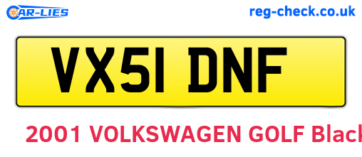 VX51DNF are the vehicle registration plates.