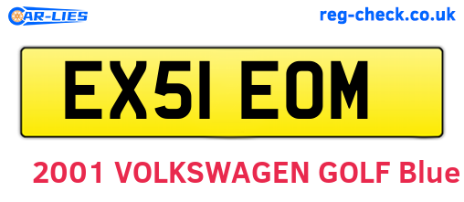 EX51EOM are the vehicle registration plates.