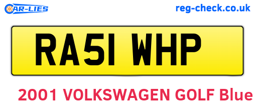 RA51WHP are the vehicle registration plates.