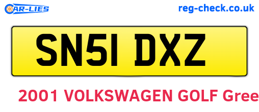 SN51DXZ are the vehicle registration plates.