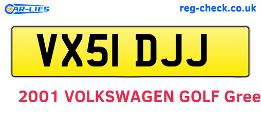 VX51DJJ are the vehicle registration plates.