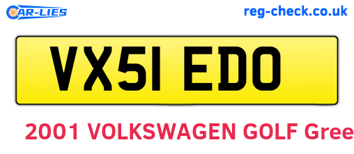VX51EDO are the vehicle registration plates.
