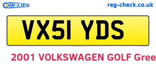 VX51YDS are the vehicle registration plates.