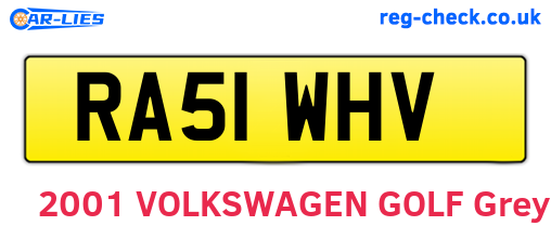 RA51WHV are the vehicle registration plates.
