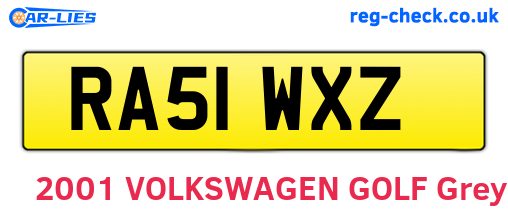 RA51WXZ are the vehicle registration plates.