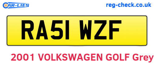 RA51WZF are the vehicle registration plates.