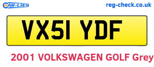 VX51YDF are the vehicle registration plates.