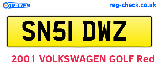 SN51DWZ are the vehicle registration plates.
