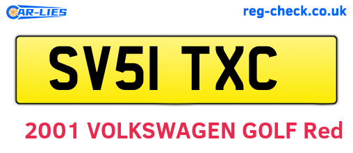 SV51TXC are the vehicle registration plates.