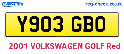Y903GBO are the vehicle registration plates.