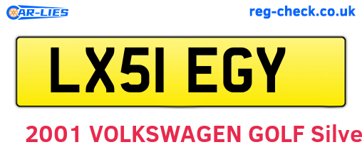 LX51EGY are the vehicle registration plates.