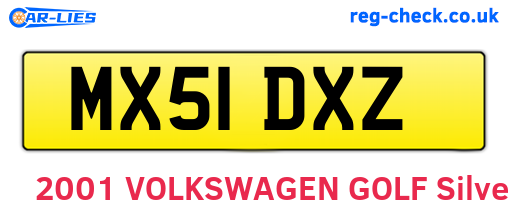 MX51DXZ are the vehicle registration plates.