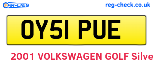 OY51PUE are the vehicle registration plates.