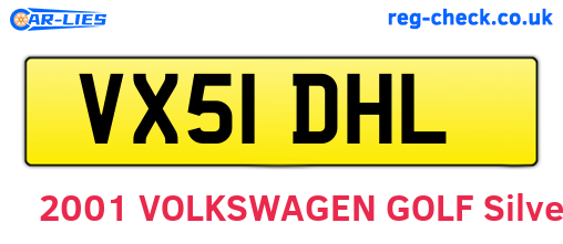 VX51DHL are the vehicle registration plates.