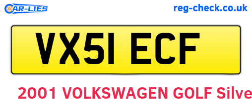 VX51ECF are the vehicle registration plates.