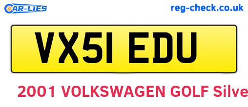 VX51EDU are the vehicle registration plates.