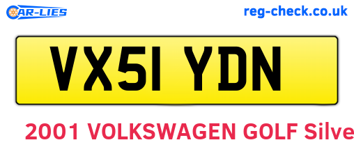VX51YDN are the vehicle registration plates.
