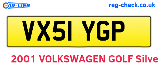 VX51YGP are the vehicle registration plates.