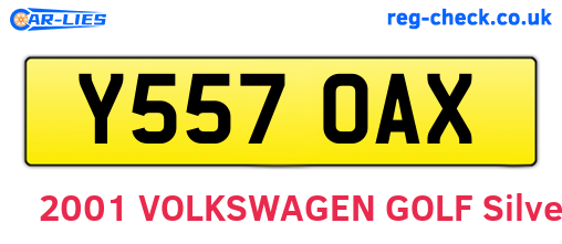 Y557OAX are the vehicle registration plates.