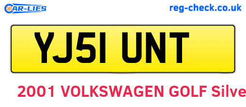 YJ51UNT are the vehicle registration plates.