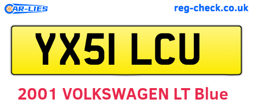 YX51LCU are the vehicle registration plates.