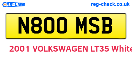 N800MSB are the vehicle registration plates.