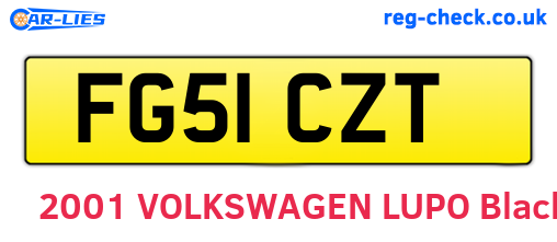 FG51CZT are the vehicle registration plates.
