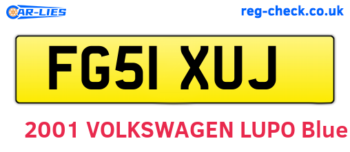 FG51XUJ are the vehicle registration plates.