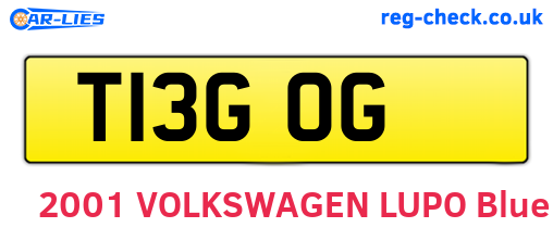 T13GOG are the vehicle registration plates.