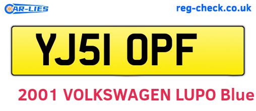 YJ51OPF are the vehicle registration plates.
