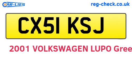 CX51KSJ are the vehicle registration plates.