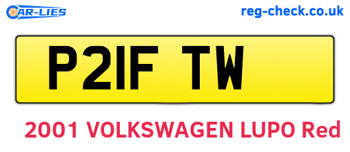 P21FTW are the vehicle registration plates.