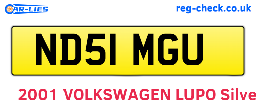 ND51MGU are the vehicle registration plates.