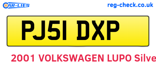 PJ51DXP are the vehicle registration plates.