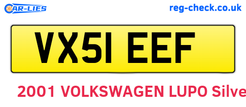 VX51EEF are the vehicle registration plates.