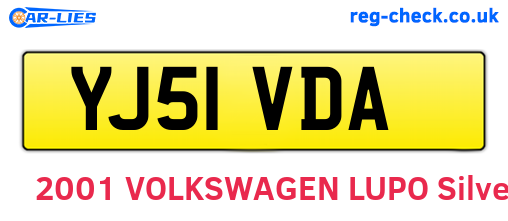 YJ51VDA are the vehicle registration plates.
