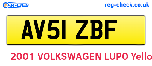 AV51ZBF are the vehicle registration plates.