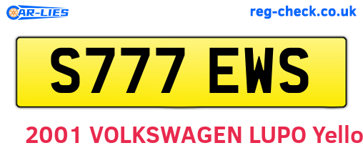 S777EWS are the vehicle registration plates.