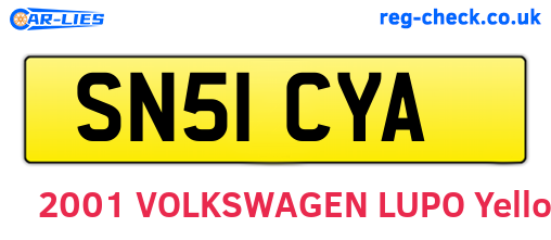 SN51CYA are the vehicle registration plates.