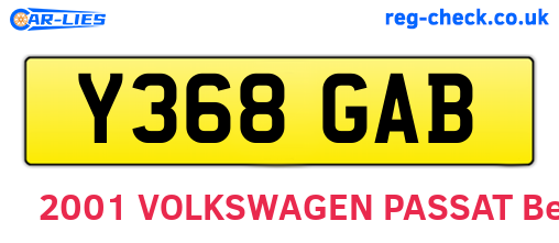 Y368GAB are the vehicle registration plates.