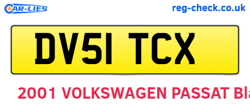 DV51TCX are the vehicle registration plates.
