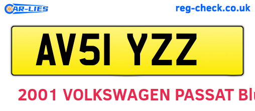 AV51YZZ are the vehicle registration plates.